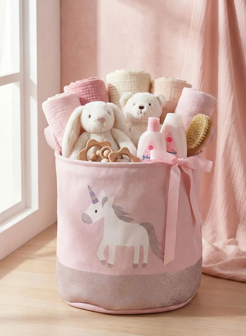 1Chase Unicorn Classic Unicorn Classic Kids Storage Basket 45L Oval Foldable Canvas Laundry & Toy Organizer with Handles for Nursery, Bedroom, Playroom  | Best Price UAE